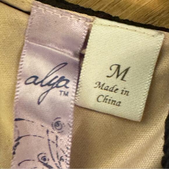 Alya black lace halter a-line cocktail formal mini dress size medium M b9 - Picture 2 of 4